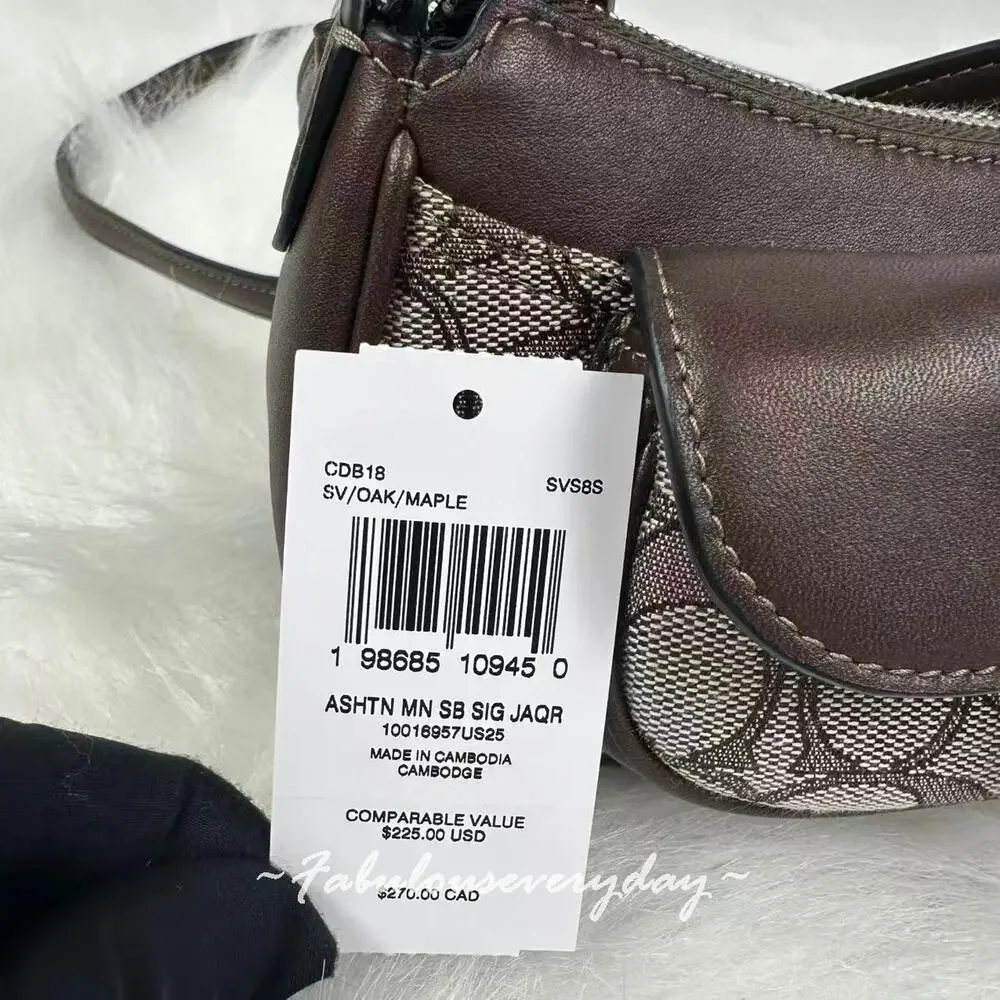 Coach Ashton Mini Shoulder Bag In Signature Jacquard/Silver/Oak/Maple CDB18 NWT